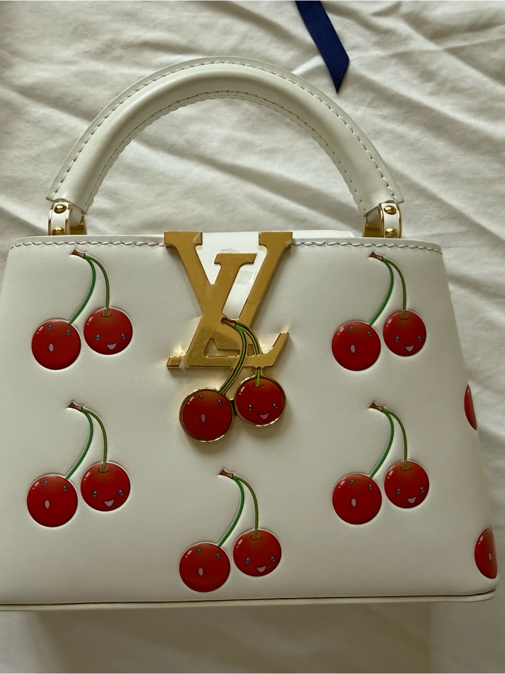 Louis Vuitton x MURAKAMI Capucines Mini Cerise - white leather